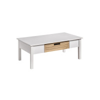 Manhattan Comfort CS87408 Mid-Century Modern-Rustic  Irving Coffee Table  in White and Natural Wood